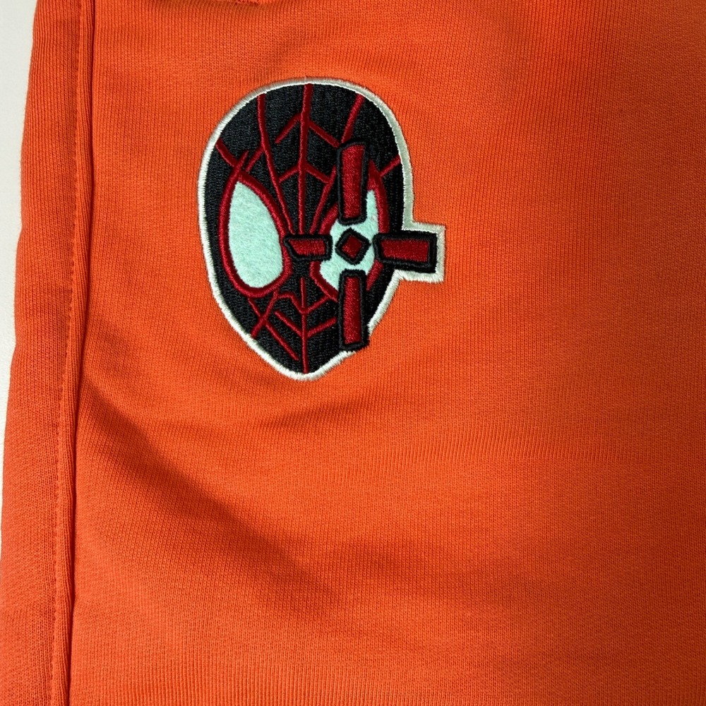 Marvel Spider-Man Graphic Sweat Shorts XL Orange Fleece Drawstring - Picture 5 of 10
